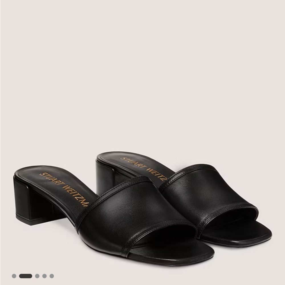 Stuart Weitzman Cayman 35 Block Slide Black Nappa Leather Size 7 NWT - Picture 11 of 14